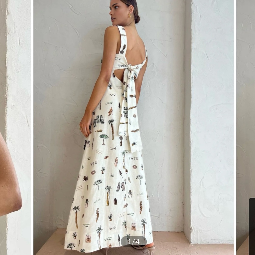 COMMENSE Printed Backless Maxi Dress